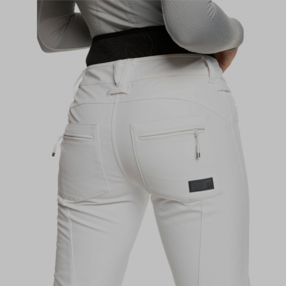 Roxy Rising High Snow Pants, Bright White with Black Band at Waist - Picture 6 of 8